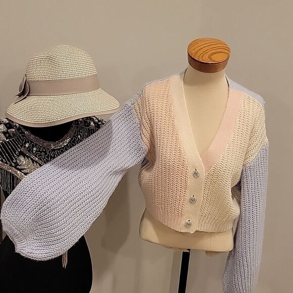 SO,SIZE L,colorblock cardigan  - Picture 3 of 5